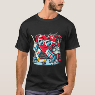 Heart Playing Hockey Goalie Valentine's Day Men Wo T-Shirt