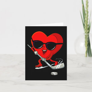 Heart Playing Ice Hockey Cute Valentines Day Sport Card