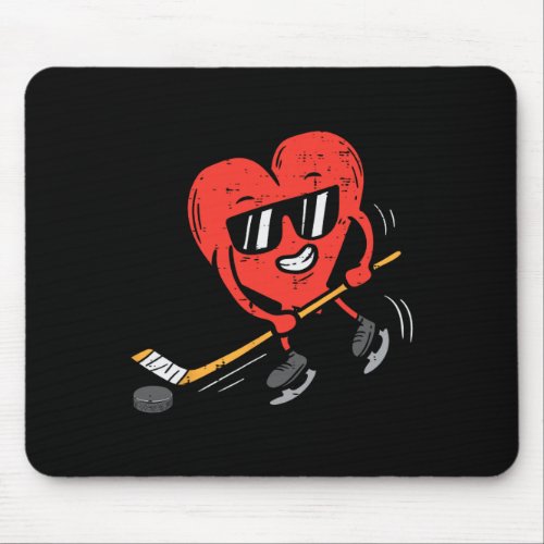 Heart Playing Ice Hockey Valentines Day Love Sport Mouse Pad