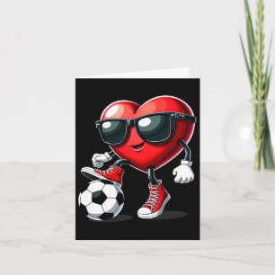 Heart Playing Soccer Valentines Day Card