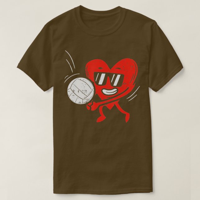 Heart Playing Volleyball Valentines Day Love Sport T-Shirt (Design Front)