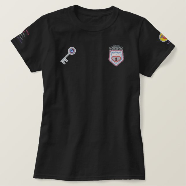 Heart Pocket and Key Embroidered Patch Tee (Design Front)