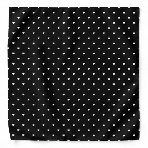 Heart Polka Dots Black White Dotted Pattern Cute Bandana