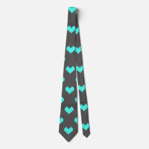 Heart Polka Dots in Knitted Pattern Style Neck Tie