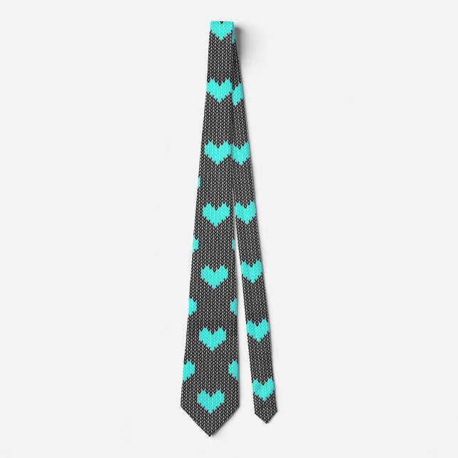 Heart Polka Dots in Knitted Pattern Style Neck Tie (Front)