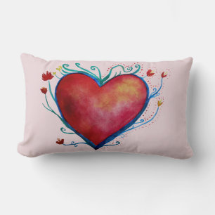 Heart Polyester Throw Pillow, Lumbar Pillow