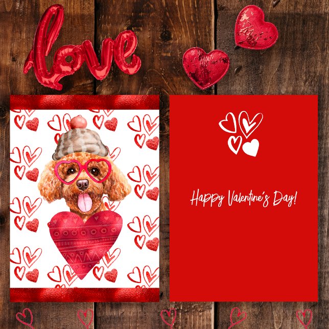 Heart Poodle Dog Lover Valentine Gift Holiday Card (Creator Uploaded)