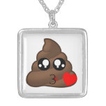 Heart Poop Emoji Silver Plated Necklace at Zazzle