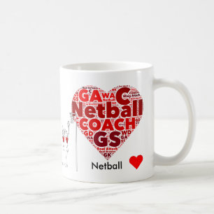 Heart Positions Word Cloud Netball coach Coffee Mug