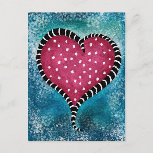 Heart Postcard Pink Blue Black Cute 