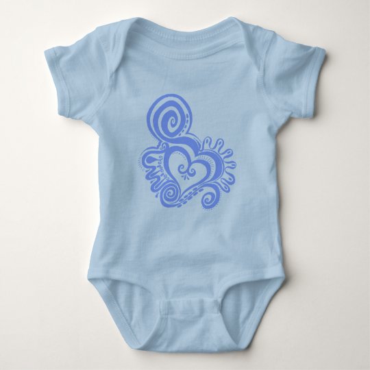 Heart Power - dusty blue Baby Bodysuit