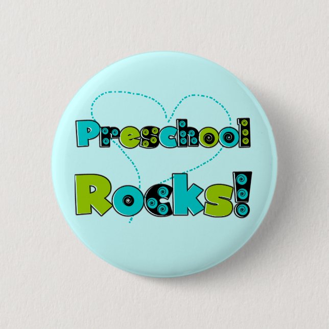 Heart Preschool Rocks Tshirts and Gifts Button (Front)