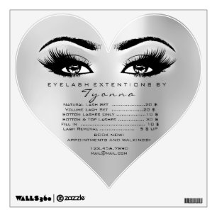 Heart Price List Makeup Lashes Extension Studio Wall Decal