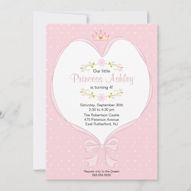 Heart Princess Invitation (Front)