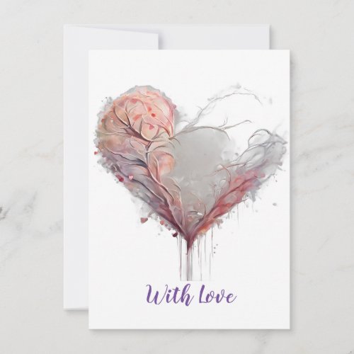 Heart print in gray and pink tones card