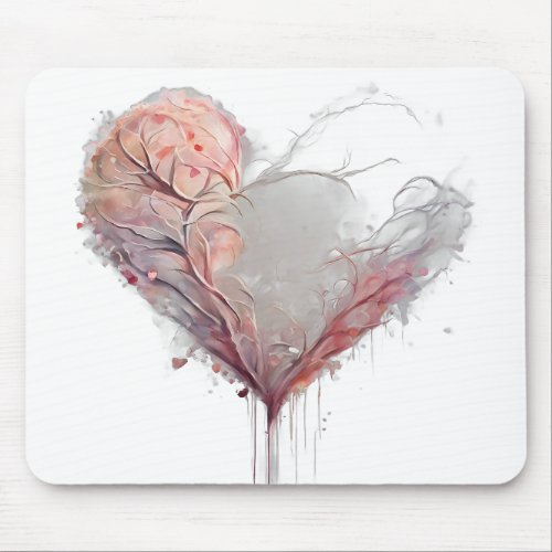 Heart print in gray and pink tones mouse pad