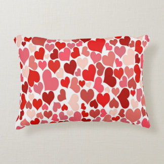 Heart Print Red and Pink Accent Pillow
