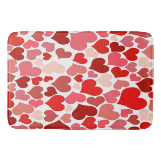 Heart Print Red and Pink Bath Mat