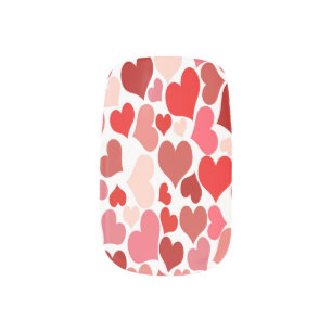 Heart Print Red and Pink Minx Nail Art