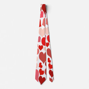 Heart Print Red and Pink Neck Tie