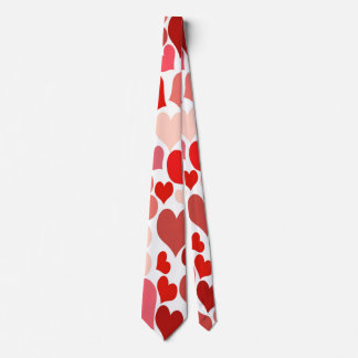 Heart Print Red and Pink Neck Tie