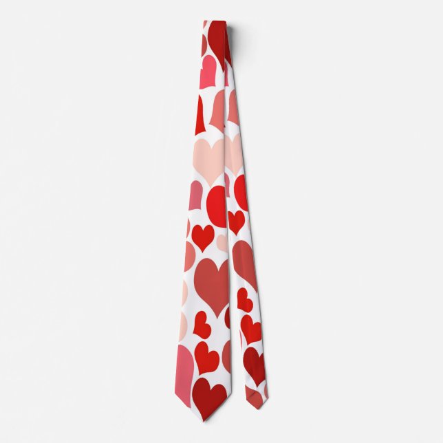 Heart Print Red and Pink Neck Tie (Front)