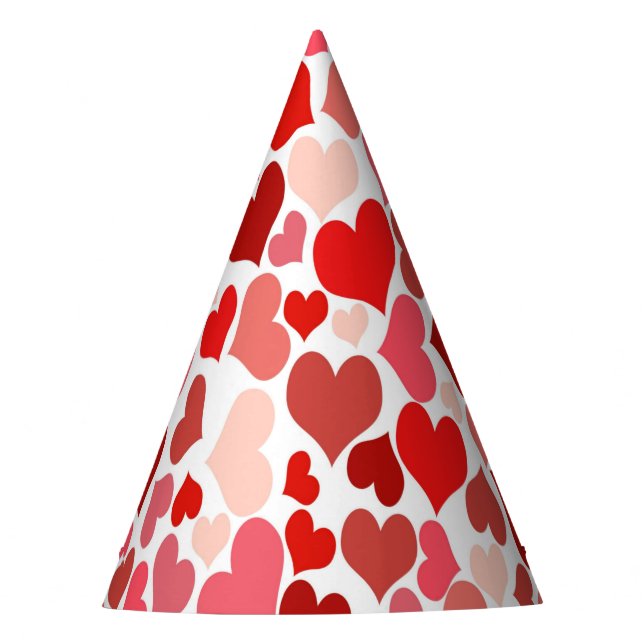 Heart Print Red and Pink Party Hat (Front)