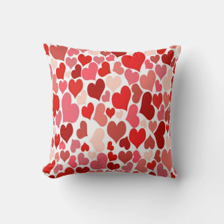 Heart Print Red and Pink Throw Pillow