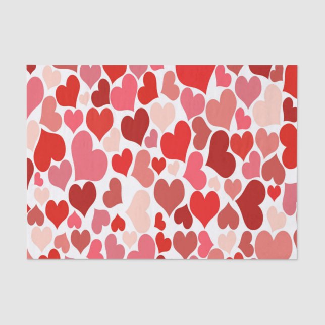 Heart Print Red and Pink Tissue Paper (Front)