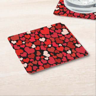 Heart Print Square Paper Coaster