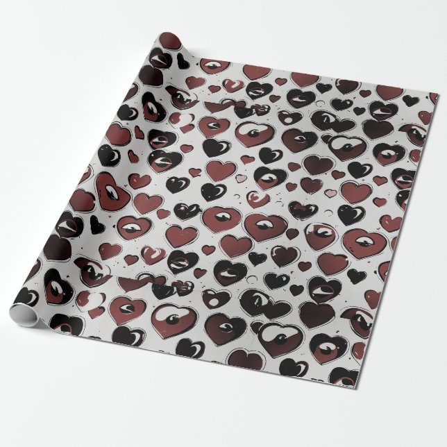 Heart Print Wrapping Paper. Paper (Unrolled)