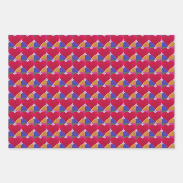 Heart Print Wrapping Paper Sheets (Front)