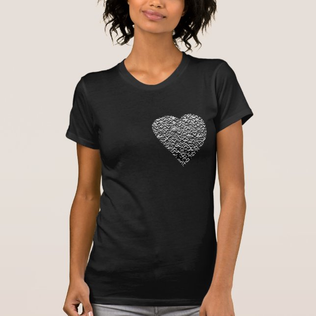 Heart. Printed Gray Pattern. T-Shirt (Front)
