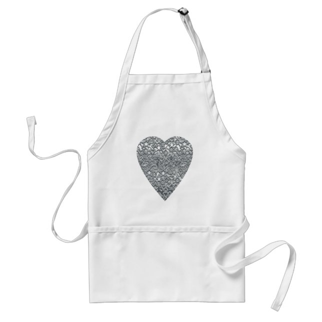 Heart. Printed Light Gray and Mid Gray Pattern. Adult Apron (Front)