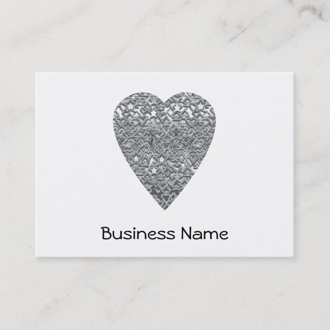 Heart. Printed Light Gray and Mid Gray Pattern. Business Card (Front)