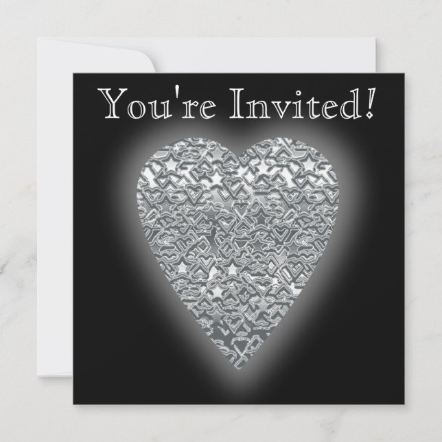 Heart. Printed Light Gray and Mid Gray Pattern. Invitation (Front)