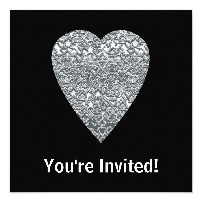 Heart. Printed Light Gray and Mid Gray Pattern. Invite