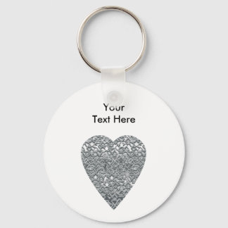 Heart. Printed Light Gray and Mid Gray Pattern. Keychain