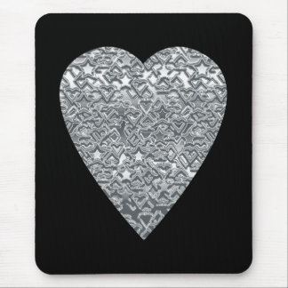 Heart. Printed Light Gray and Mid Gray Pattern. Mouse Pad