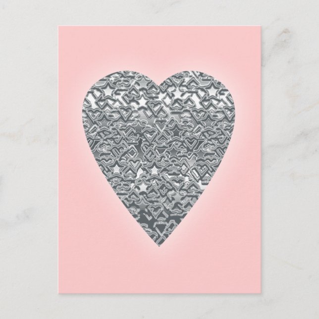 Heart. Printed Light Gray and Mid Gray Pattern. Postcard (Front)