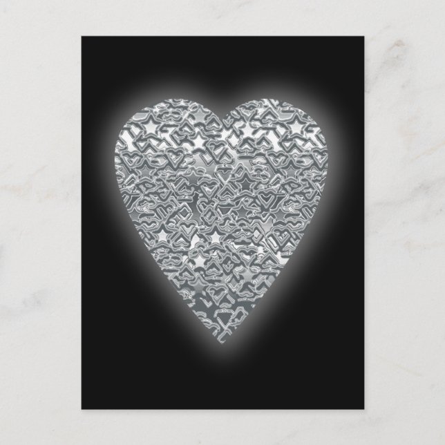 Heart. Printed Light Gray and Mid Gray Pattern. Postcard (Front)