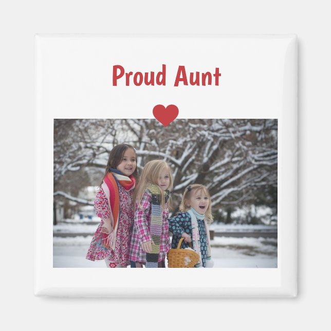 Heart Proud Auntie Love Personalize Photo Make Magnet (Front)