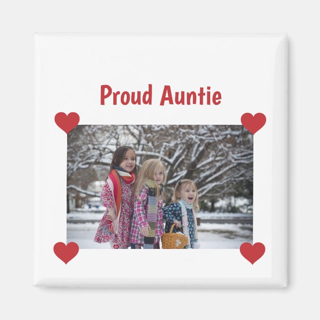 Heart Proud Auntie Love Personalize Photo Make Magnet (Front)