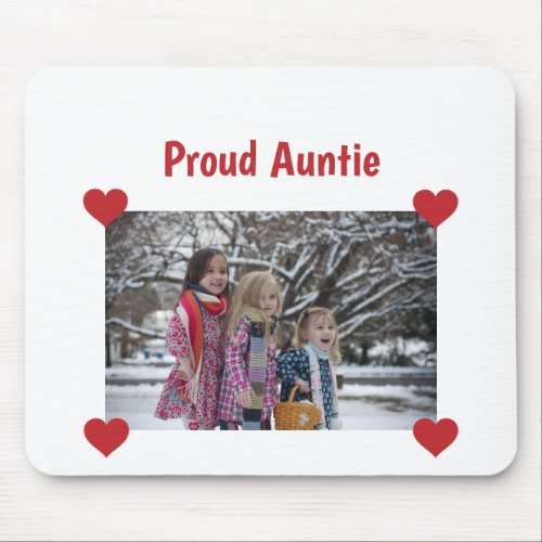 Heart Proud Auntie Love Personalize Photo Make Mouse Pad
