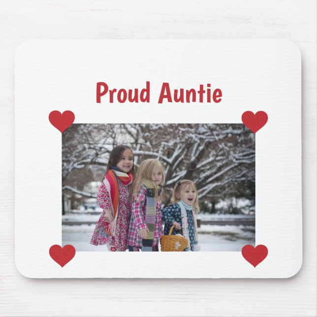 Heart Proud Auntie Love Personalize Photo Make Mouse Pad (Front)