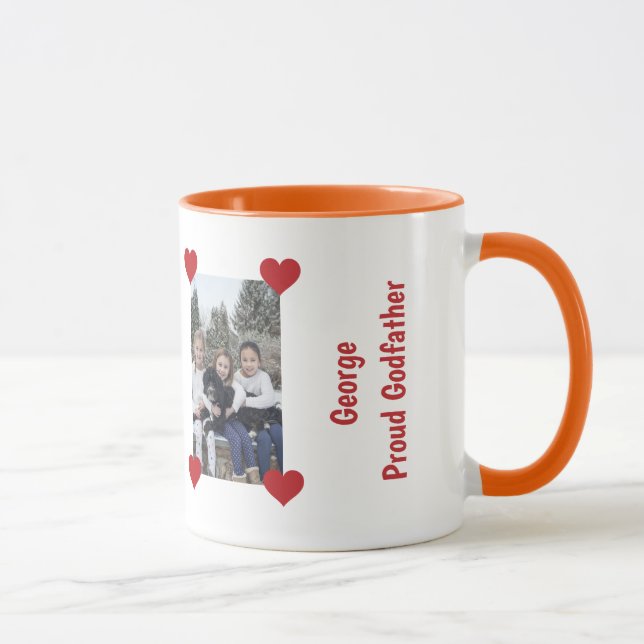 Heart Proud Godfather Love Personalize Photos Name Mug (Right)