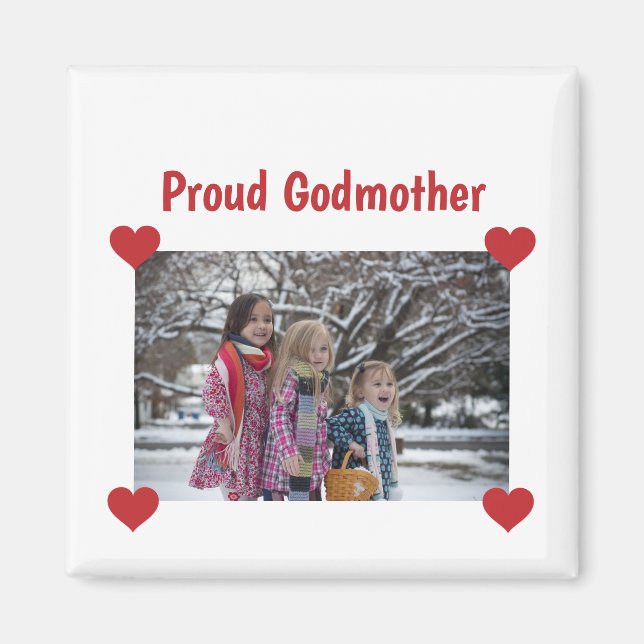 Heart Proud Godmother Love Personalize Photo Make Magnet (Front)
