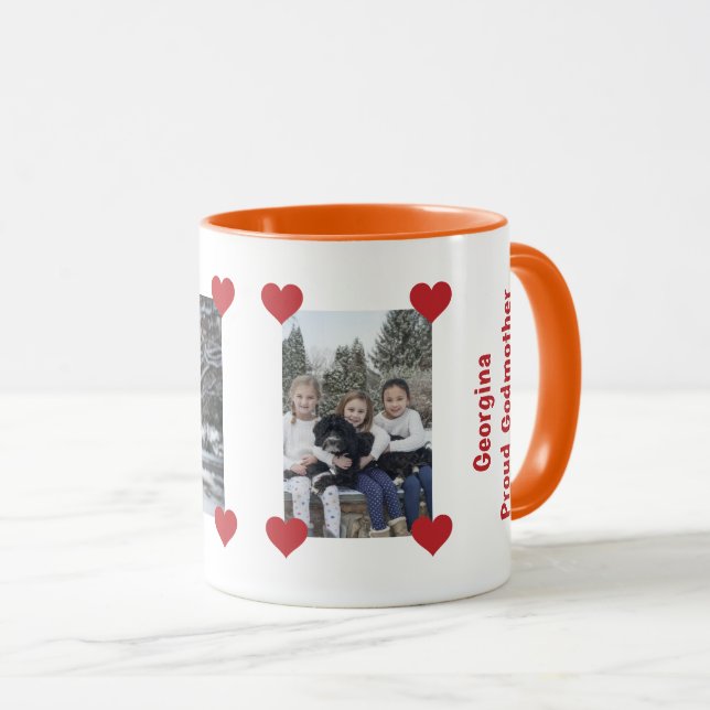 Heart Proud Godmother Love Personalize Photos Name Mug (Front Right)