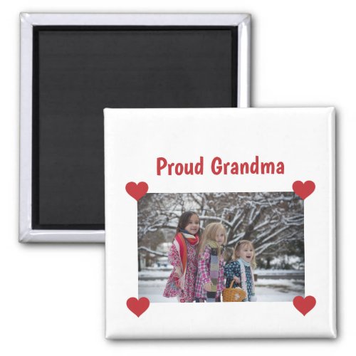 Heart Proud Grandma Love Personalize Photo Make Magnet