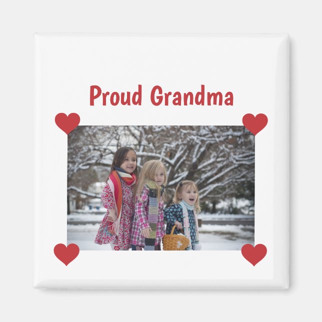 Heart Proud Grandma Love Personalize Photo Make Magnet (Front)